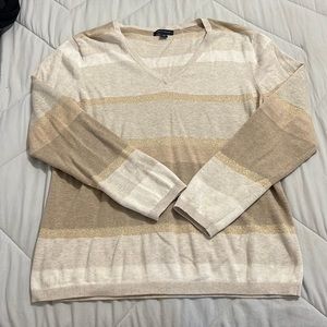 TOMMY HILFIGER Long Sleeve Tan and Gold Sweater